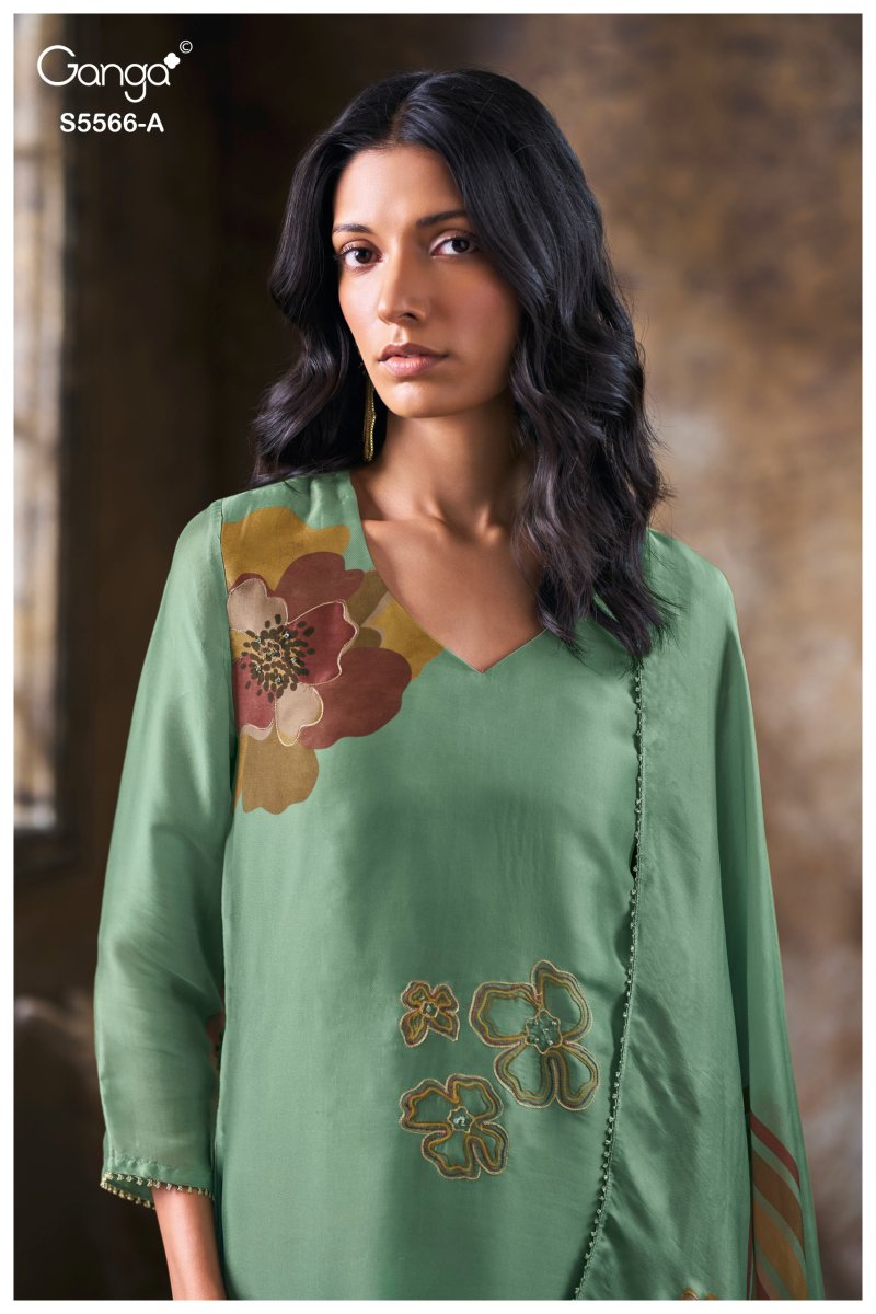 Fariyah 5566 By Ganga Bemberg Silk Satin Salwar Kameez